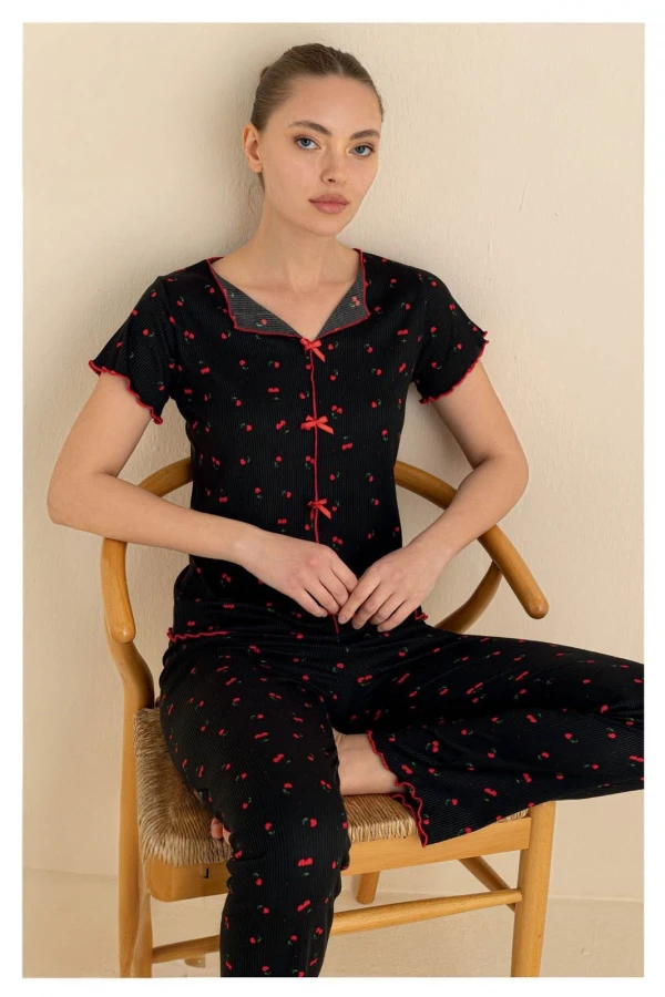 45874 KADIN KISA KOLLU PİJAMA TAKIMI