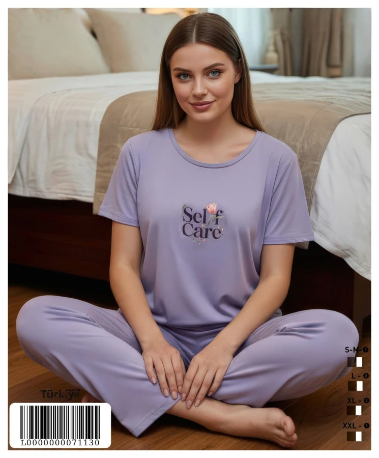 50123 R4688 MİLAN BASKILI KISA KOL PİJAMA TAKIMI