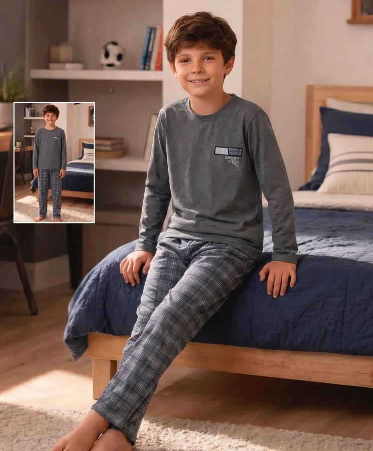 8001 ERKEK ÇOCUK SÜPREM U.KOL PİJAMA TAKIM