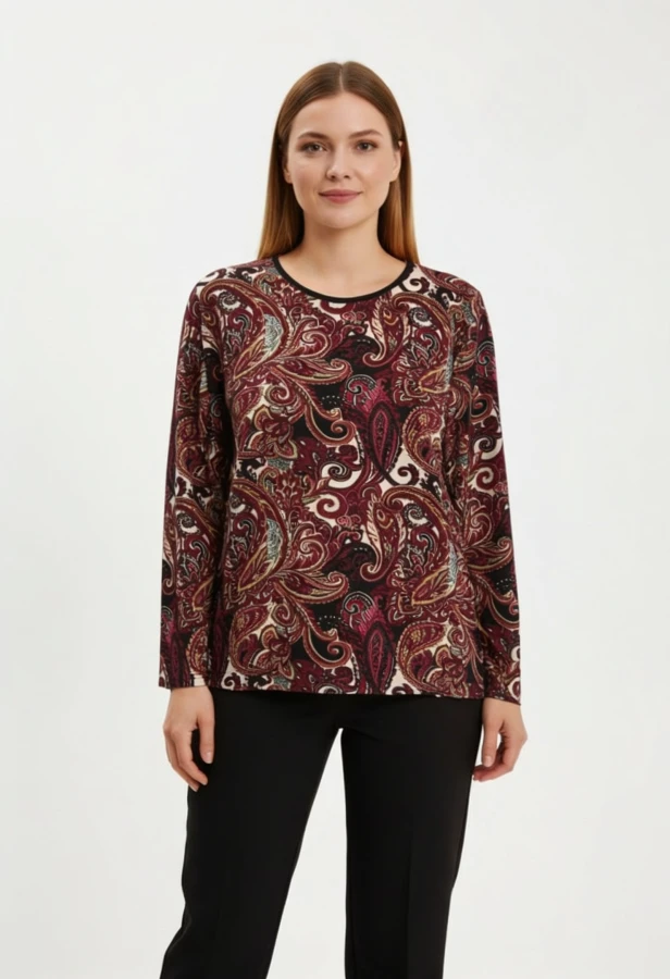 BYN DESENLİ SÜET ANNE BLUZ