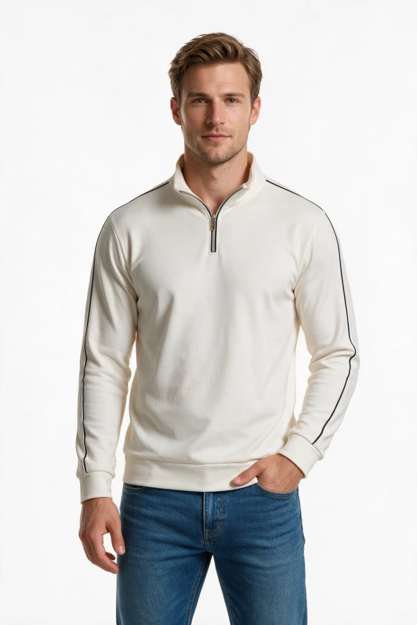 ERKEK YAKALI FERMUARLI KIL BİYELİ SWEAT