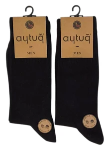 24401 ERKEK BAMBU BÜKÜMLÜ PAMUK DÜZ SİYAH ÇORAP