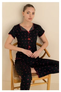 45874 KADIN KISA KOLLU PİJAMA TAKIMI