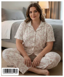 50501 R4270 BATTAL ÖNDEN DÜĞMELİ PİJAMA TAKIMI