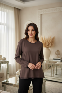 277-5 KADIN LİKRALI TAŞLI BLUZ